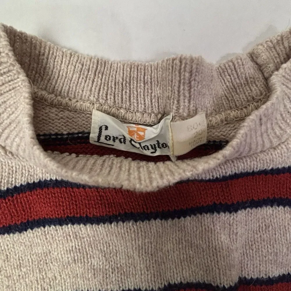 VTG 60s Lord‎ Clayton Sweater Mens Small Wool Blend Striped GUC